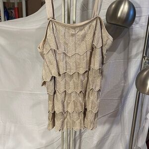 White House Black Market Beige Layered Blouse/Skirt Dual Use XL